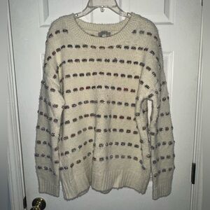 LOFT Ivory Knit with Colorful Details